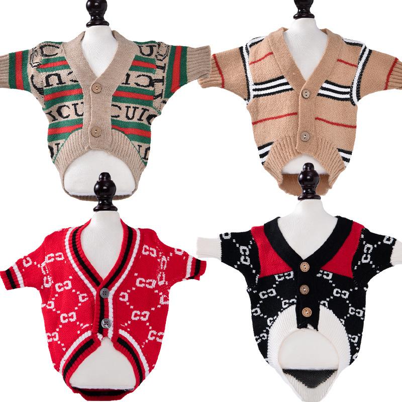 dog clothes winter letter print striped cardigan teddy bear small dog pet clothing wholesale