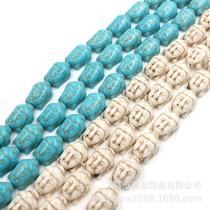 buddha head beaded floral loose flat buddha head with holes scattered beads diy ornament accessories synthetic turquoise with beads