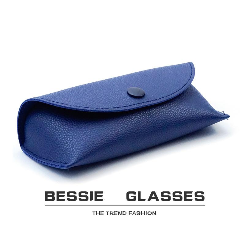 sun glasses smaller leather sheath soft lychee pattern polyurethane glasses case fashion snap button mirror case flip glasses case wholesale Specification drawing
