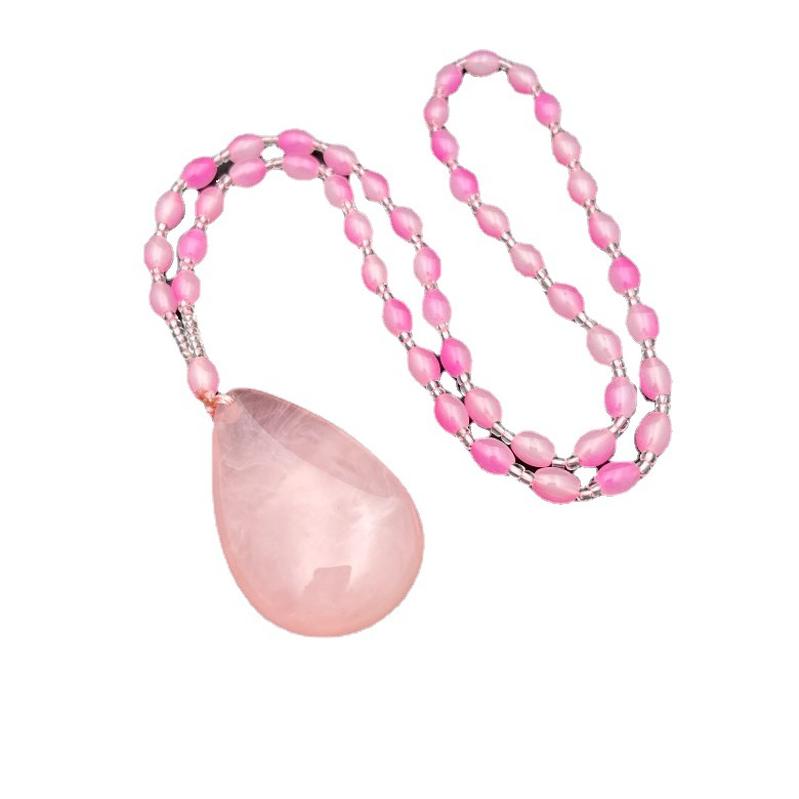 Pink Sweater Chain Fashionable All-Match Imitation Beeswax Pink Pendant Dress Lanyard Accessories Live Streaming Welfare Necklace