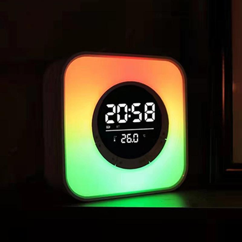 cross-border new p10 clock alarm clock creative atmosphere light wireless bluetooth audio home desktop led gift speaker
