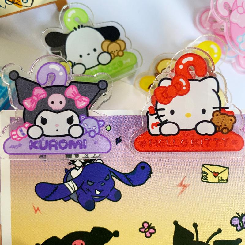 acrylic clip cartoon japanese sanrio cinnamoroll babycinnamoroll note clip stationery organizing binder clip pp clip butt clip Specification drawing