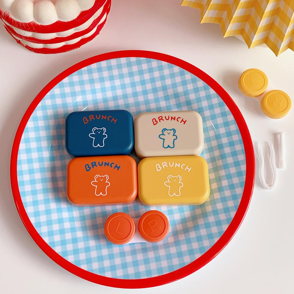 korean style simple cute bear colored contact lenses case ins cartoon contact lens case contact lens case portable contact lens case