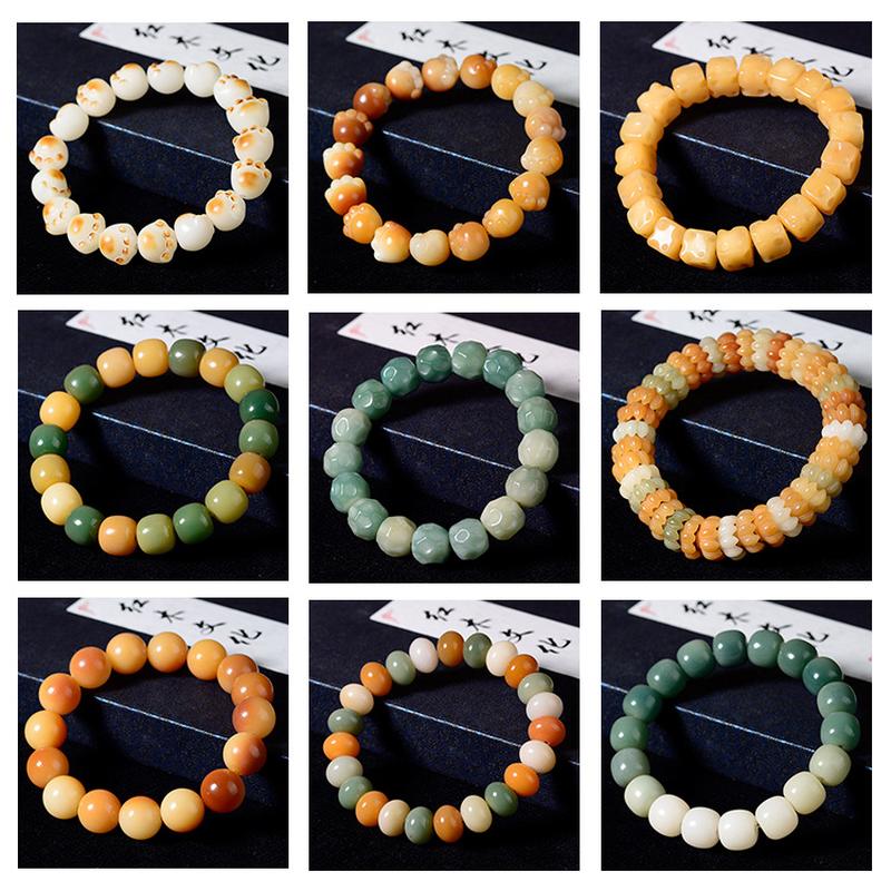 live hot white jade bodhi root charcoal cat's paw bracelet manufacturers wholesale carved bracelet student pliable temperament ornament