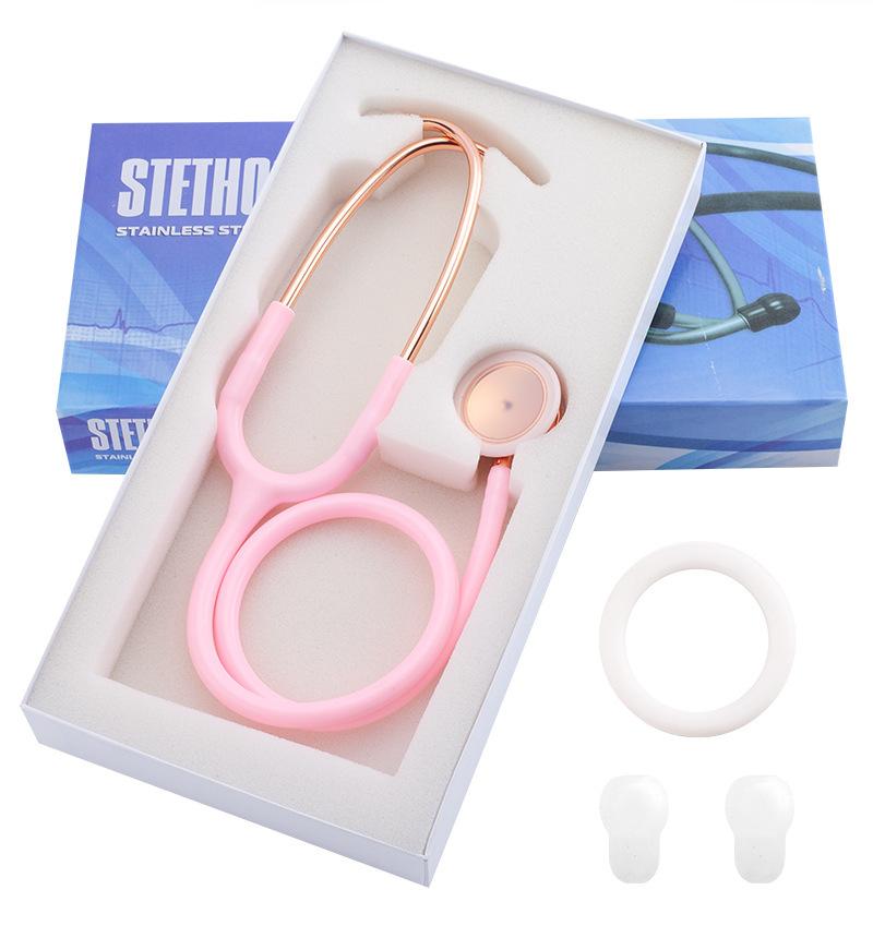stethoscope dual-purpose double-headed double-sided stethoscope measuring blood pressure stethoscope with color box gold-plated stainless steel Item Picture