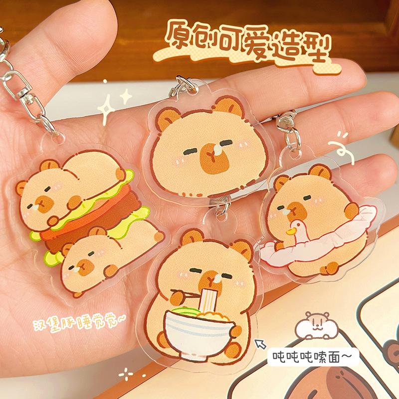 capabala keychain cute capybara acrylic pendant student bag pencil case decoration accessories small gift details Picture
