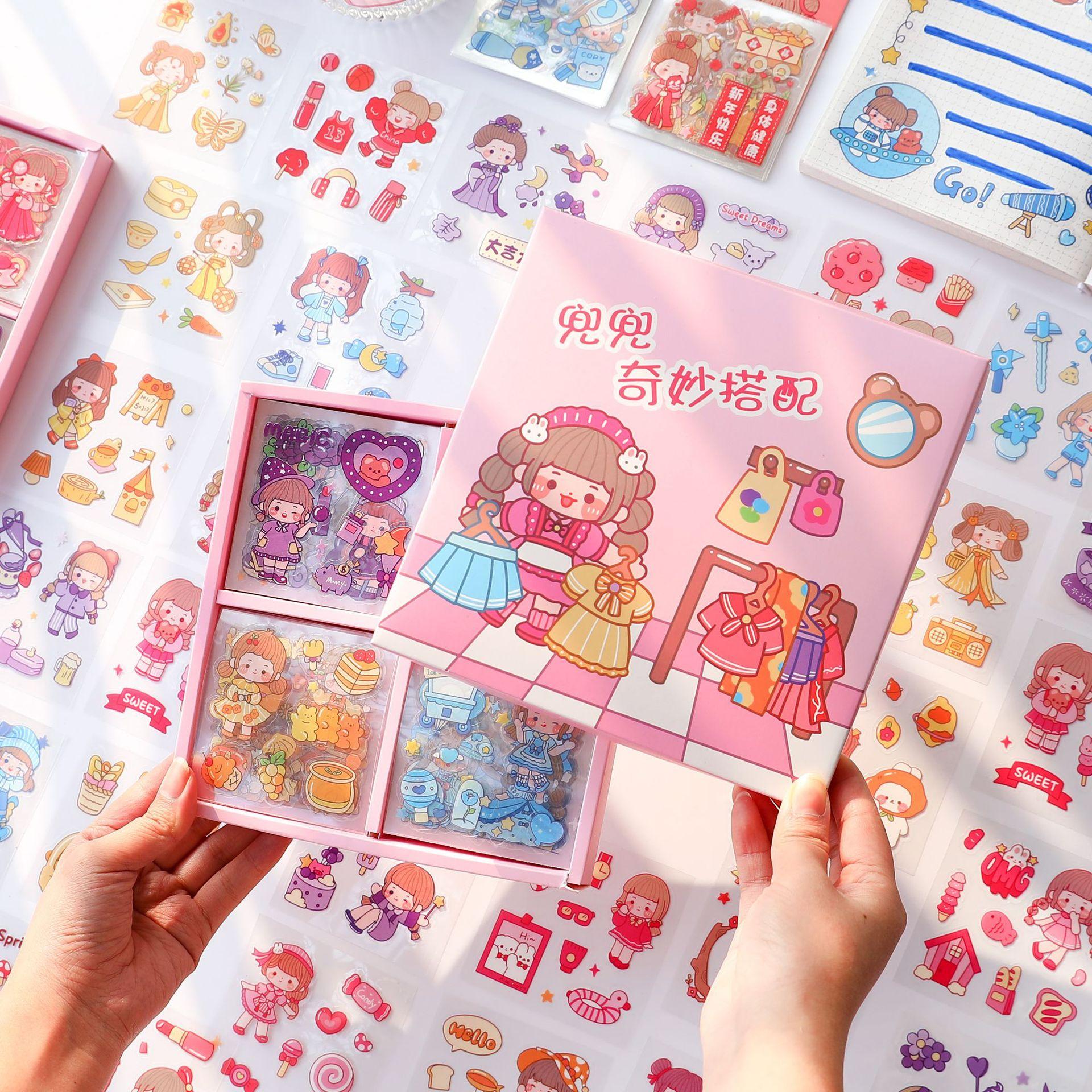mccat stickers for journals journal book sticker set pockets cute cartoon stickers transparent waterproof sticky cup decoration