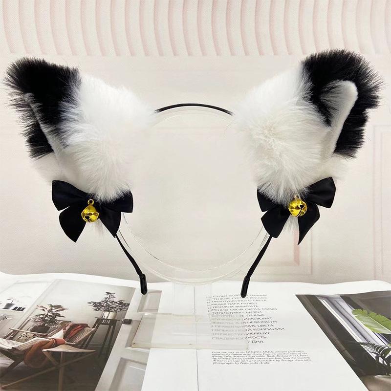 secondary element anime cat ear headband cute plush ear hand-made simulation beast ear hairpin bow hairpin