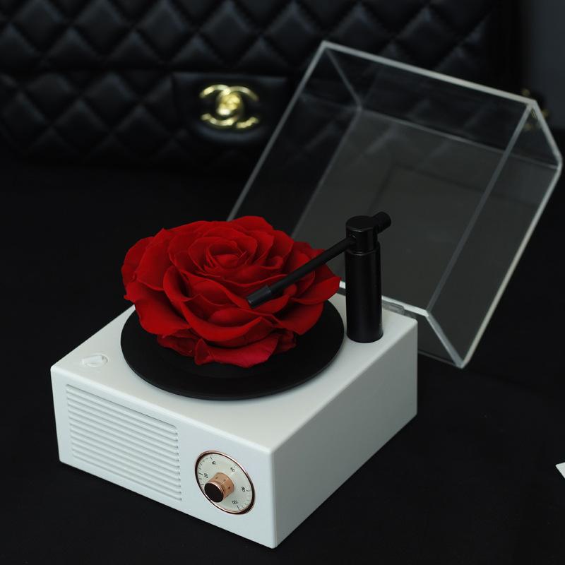 Qixi Preserved Fresh Flower Phonograph Decoration for Girlfriend Valentine's Day Birthday Gift Giant Rose Bluetooth Speaker