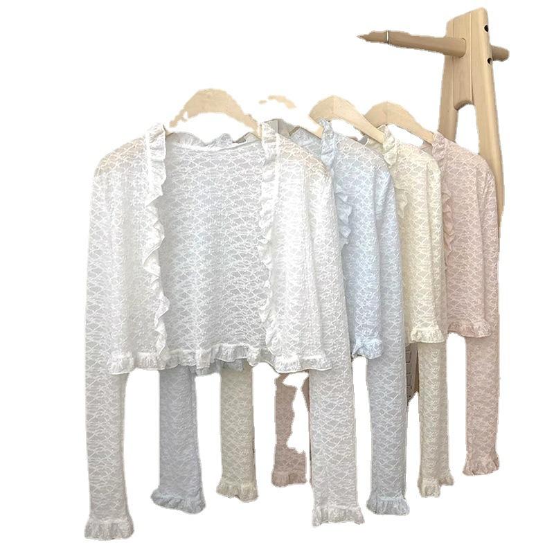 2024 french lace cardigan women's summer thin pure desire jacket sun protective blouse short top shawl outer match Item Picture