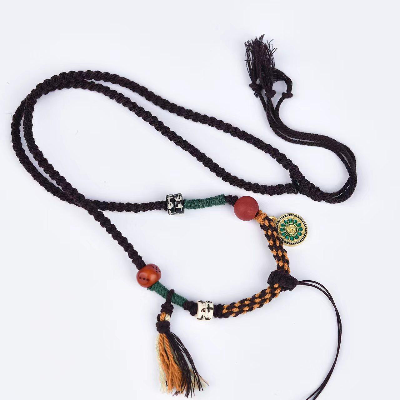 hand-woven lanyard pendant rope necklace rope wholesale ethnic style jewelry beeswax pendant necklace rope national style Item Picture