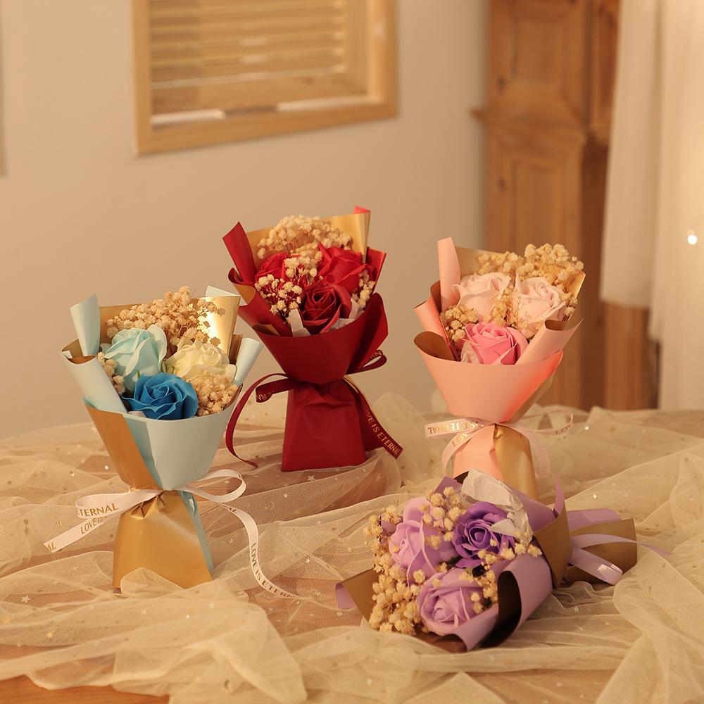 simulation bridal bouquet creative rose dried flowers bouquet gift starry sky bridal bouquet bunches of qixi preserved fresh flower bouquet
