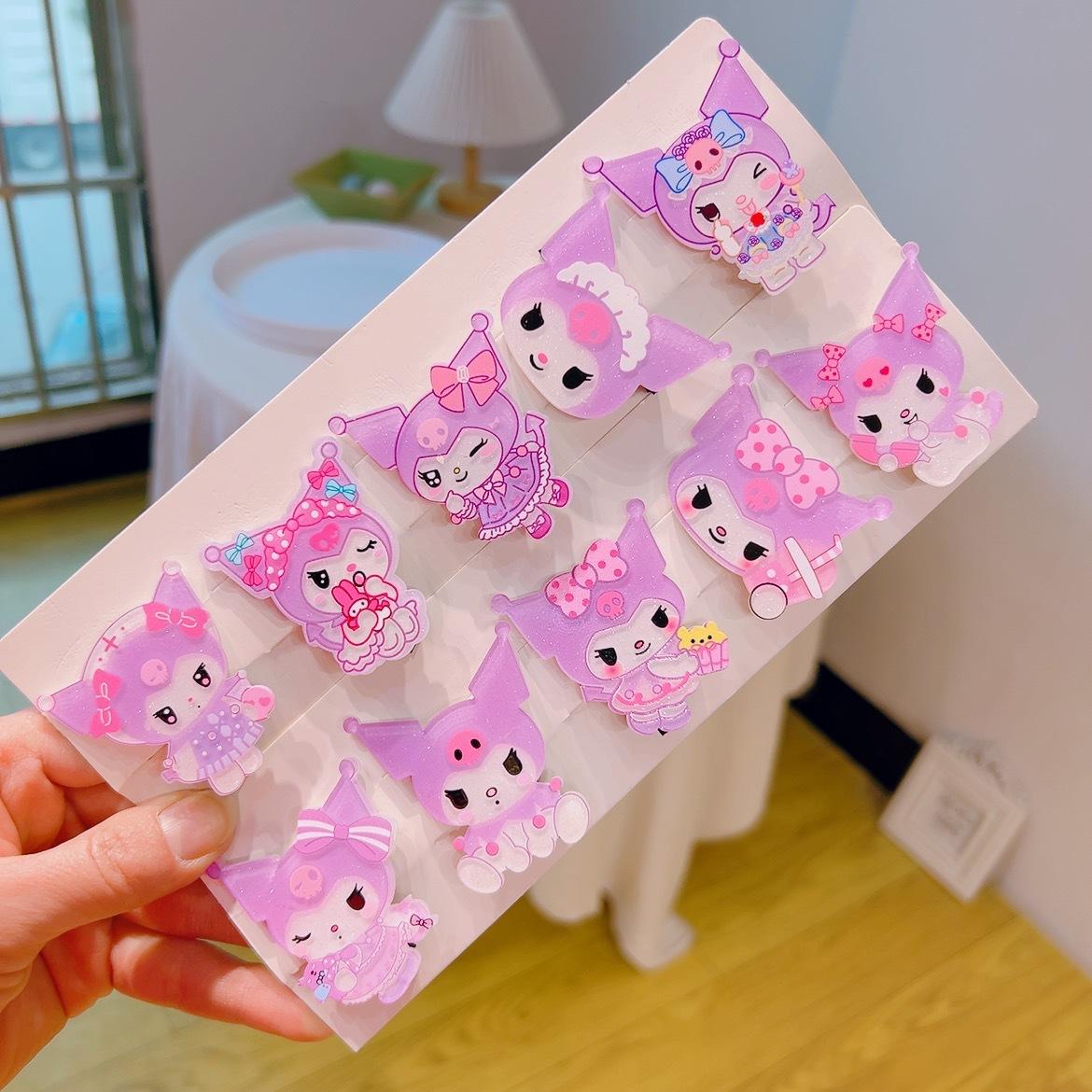 cute purple coolomi headdress black sweet hairpin kuromi children's hair accessories cute girl jewelry clip
