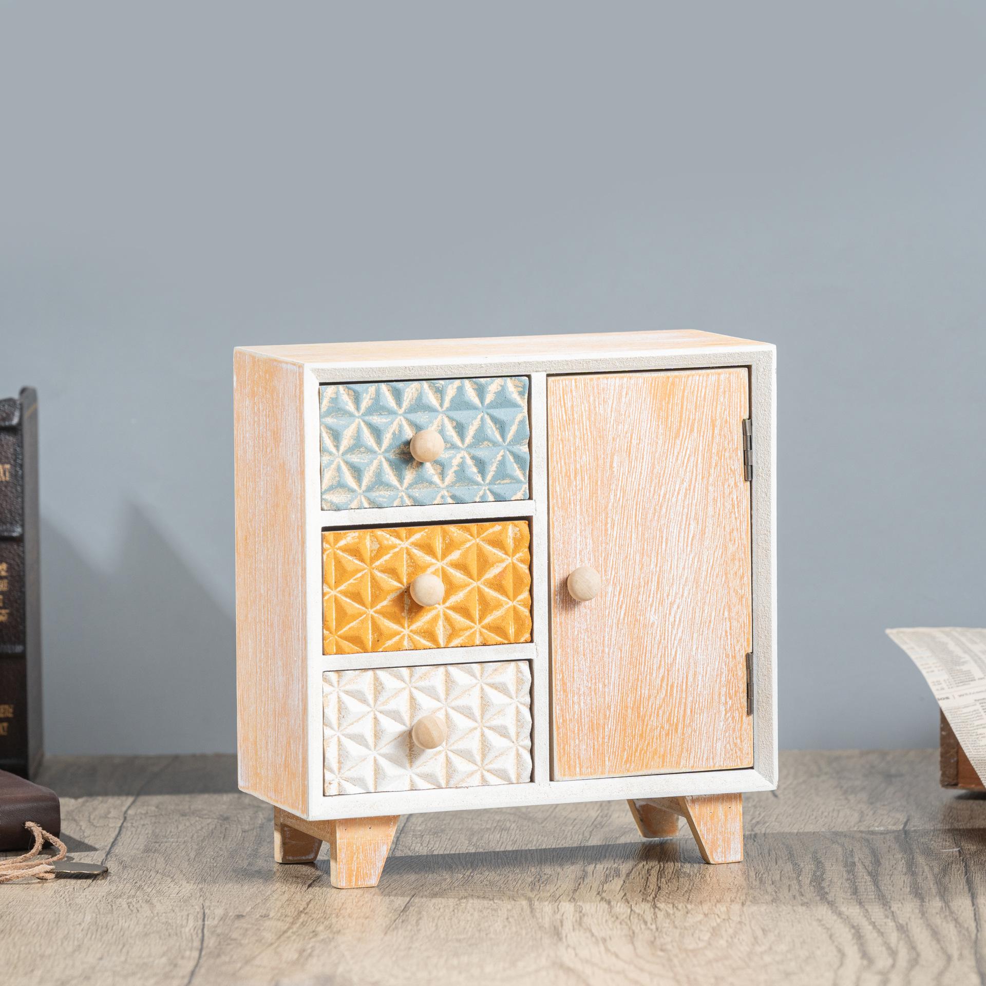 desktop jewelry storage box drawer style wooden classical chinese style locker retro multi-layer cosmetics vanity box