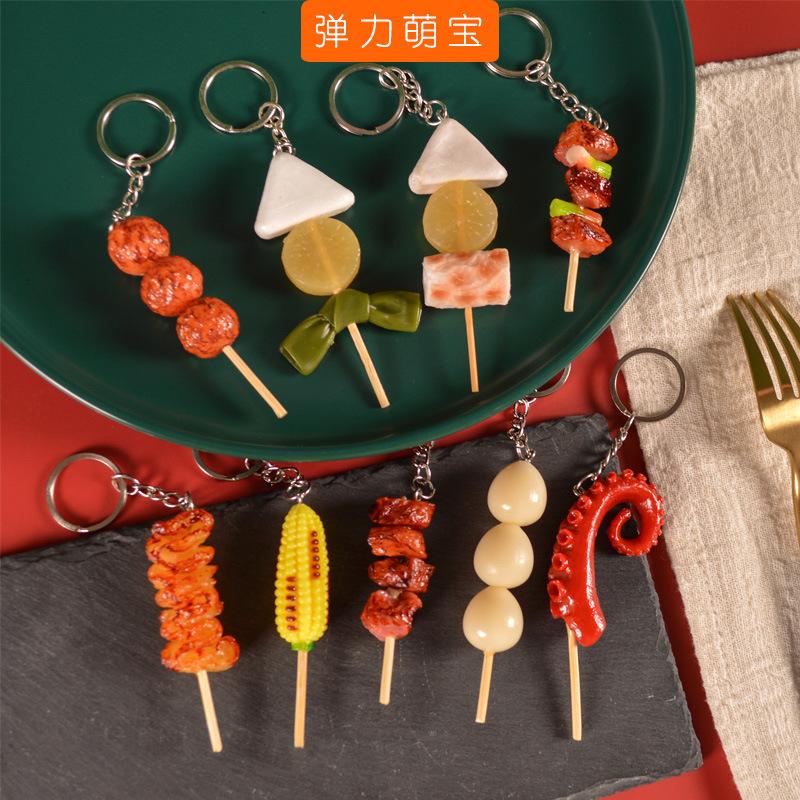 pvc mini simulation kabob model food candy toy kebab quail egg skewers pendant keychain toy