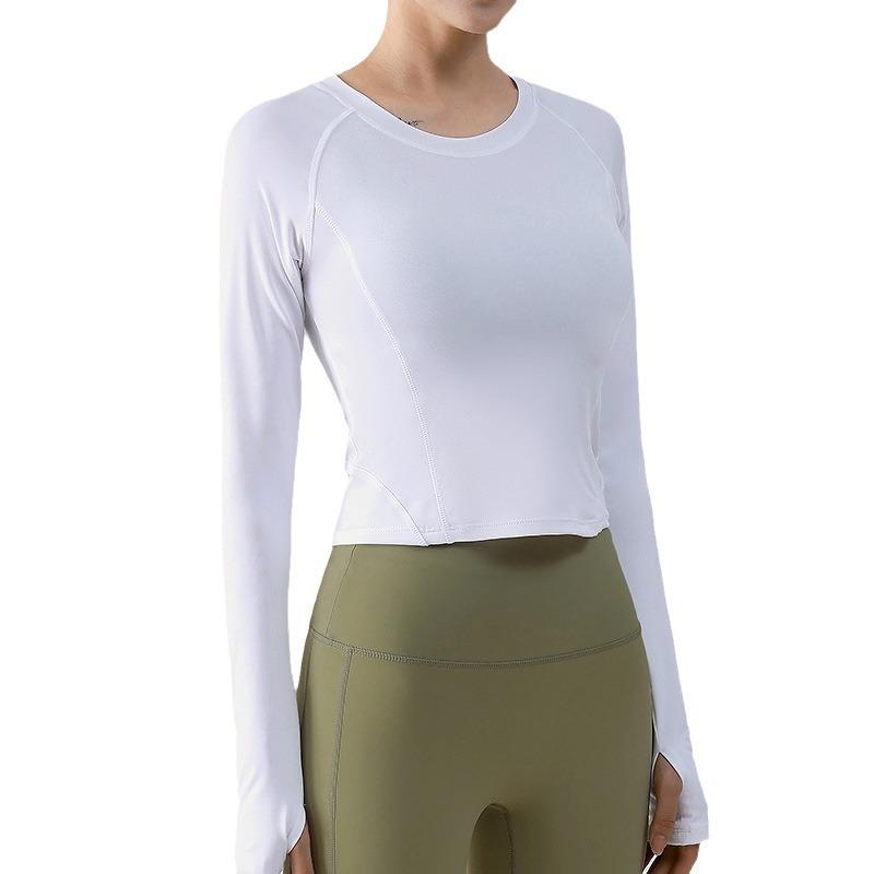 wuxi yuyi autumn and winter long-sleeved blouse sportswear mesh slim fit patchwork fitness breathable top european and american yoga clothes Item Picture