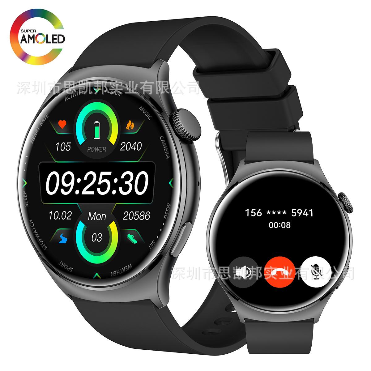 2024 new qx10 smart watch amoled call music py heart rate blood pressure multifunctional sports watch