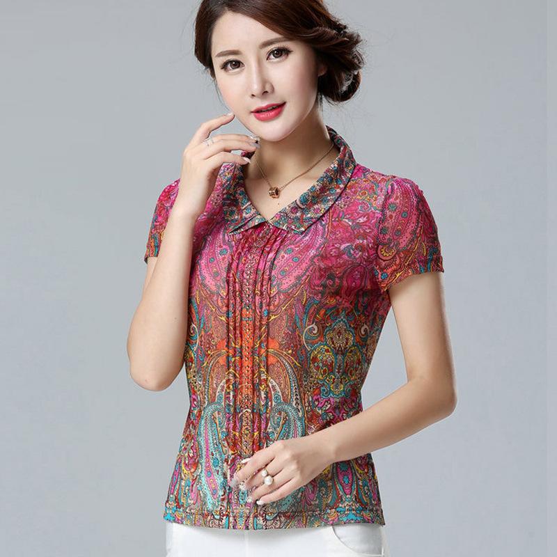 bamboo voice middle-aged and elderly women's clothing spring new women's long-sleeved blouse plus size women's clothing 2024 spring clothing mom clothing