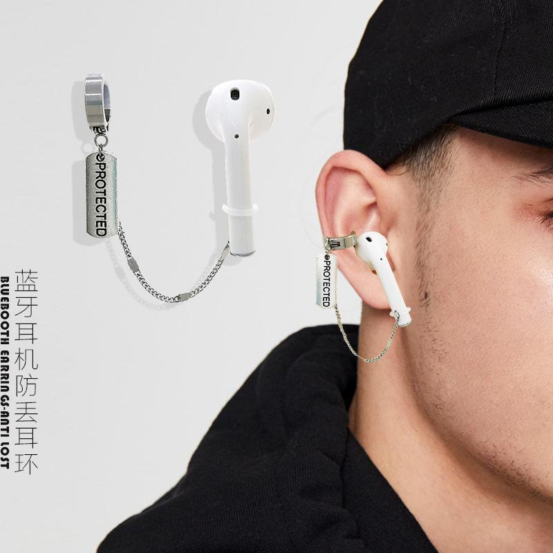 earphone anti-lost airpods earrings wireless bluetooth headset non-piercing ear clip auricular needle titanium steel unisex