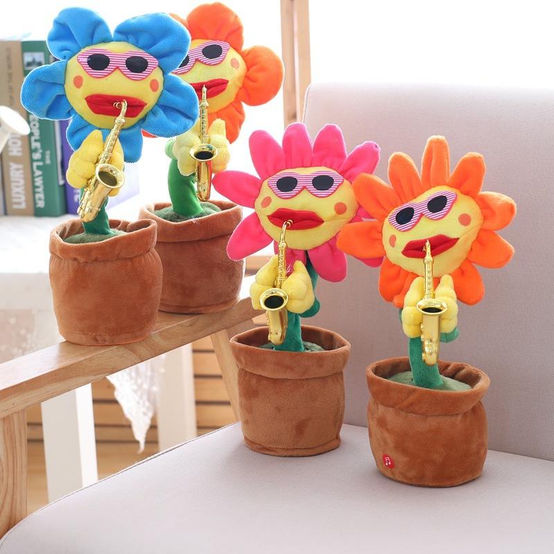 plush toy enchanting flower electric sunflower tiktok bluetooth enchanting flower usb factory direct sales