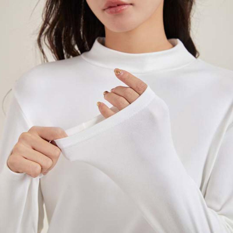 new autumn and winter half-high collar dralon bottoming shirt women's long sleeve single blouse keep warm inner match top 126 Item Picture