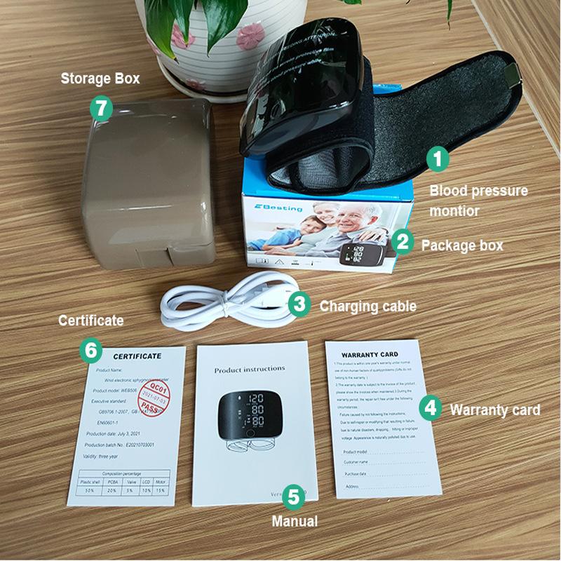 Wrist Charging Sphygmomanometer English Household Blood Pressure Measuring Machine Sphygmomanometer Spanish Arabic Mengjiala Application Scenario