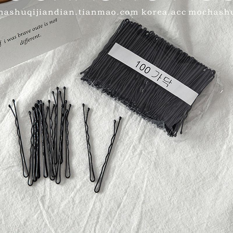 100 bags minimalist basic black hairpin word clip girl side hairpin broken hair bang side clip headdress