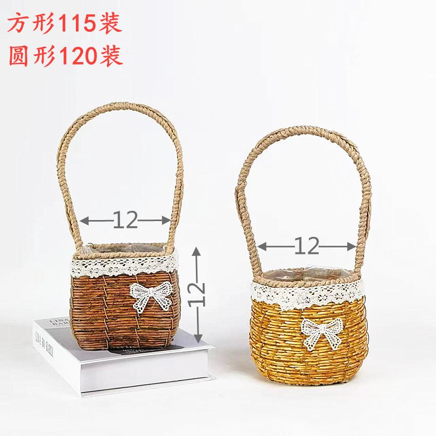 straw baskets hand-woven succulent storage basket willow straw women's day floral teacher's day bridal bouquet