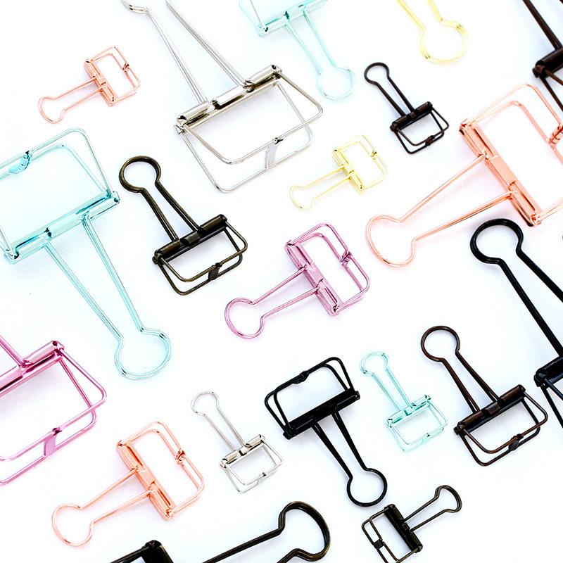 simple metal hollow long tail clips creative journal cute color office file binder clip 50mm large