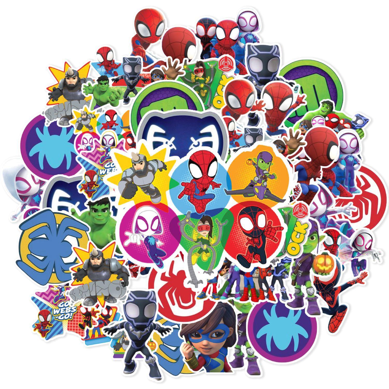 50 spider-man and his magical friends waterproof cartoon stickers spidey graffiti stickers diy adhesive