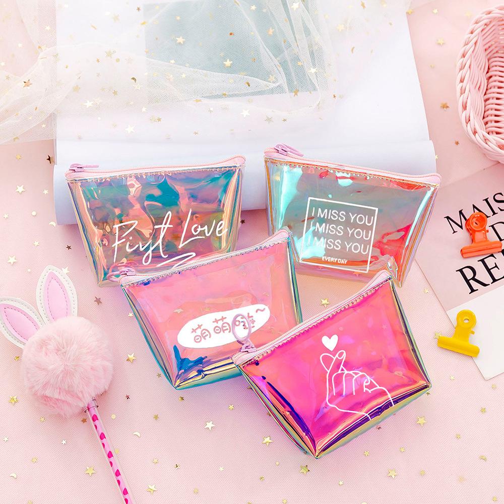 镭射炫彩零钱包 数据线钥匙包 地摊货源少女心手拿包 拉链收纳包