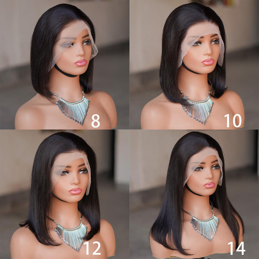 real human hair natural color front lace 13 by 4 wave head cover wig frontal lace bob wigs
