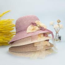 Korean Style Sun Hat Women Summer Lace Bowknot Top Hat Dome Sun Hat Elegant Concise All-Matching Sun Hat