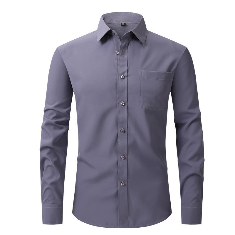 amazon us size full elastic force shirt men's top business casual long sleeve shirt business blouse men Application Scenario