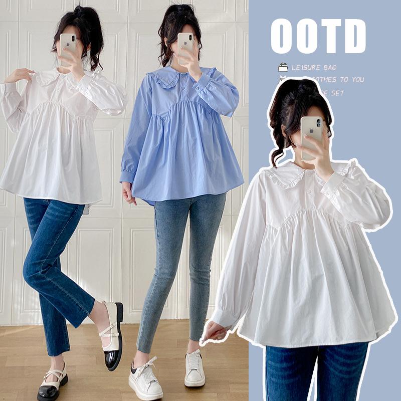 yun18 spring and summer new pregnant women's shirt fashion cardigan long sleeve pregnant women's clothing pregnant women's loose top 338