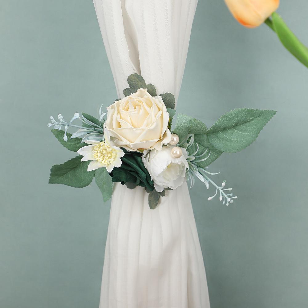 chair back flowers korean style minimalist mori style wedding chair decorative silk flower chair back artificial flower bridal bouquet wedding supplies thumbnail