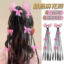 Children's Wig Dough-Twist Style Plaits Hair Band Sweet Cool Critical Strike Girls High Ponytail Dreadlocks Bowknot Headband Rubber Band Hair Accessories