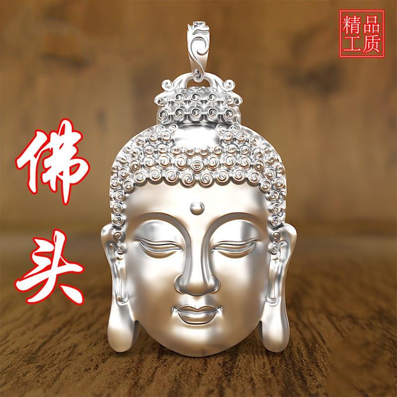 copper silver electroplated silver buddha buddha pendant silver buddha accessory rope men's and women's tathagata sterling silver pendant 3d hard silver buddha buddha head buddha necklace vintage