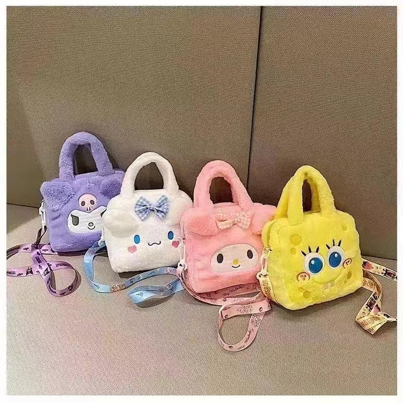 wholesale cartoon my melody cute sponge baby crossbody bag cinnamoroll babycinnamoroll girl plush toy bag crane machines gift