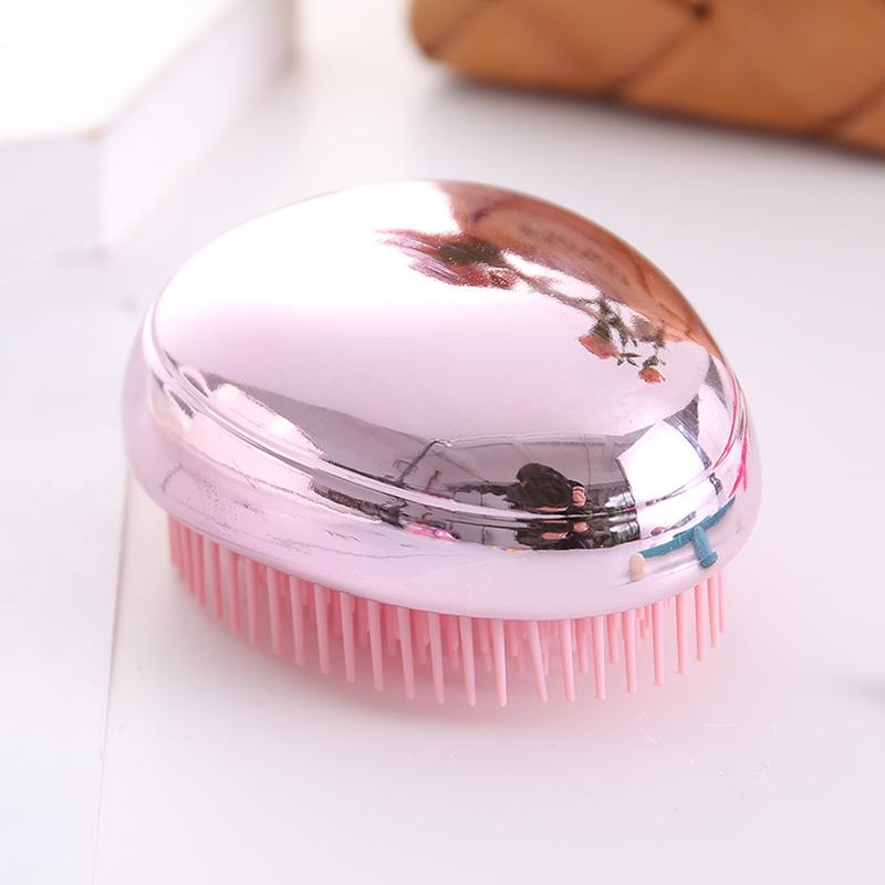electroplated abs beauty hair comb brightening powder golden massage hair care comb glossy plastic egg comb full figure