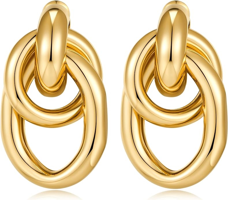 Metal ligero de lujo pendientes concéntricos de alta calidad de sentido de los orejones orejones orejeras colgantes hebillas accesorios joyas mujeres comercio exterior transfronterizo venta caliente