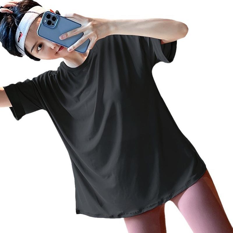 2024 mesh breathable quick-drying workout clothes loose running sports short-sleeved blouse slimming yoga jacket Item Picture