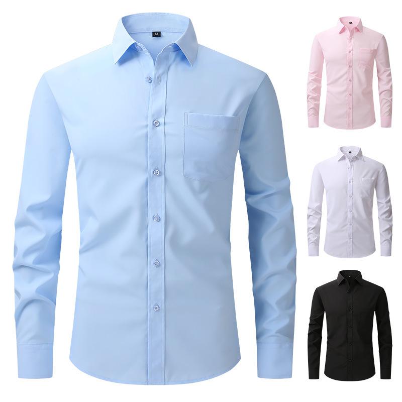amazon us size full elastic force shirt men's top business casual long sleeve shirt business blouse men full figure