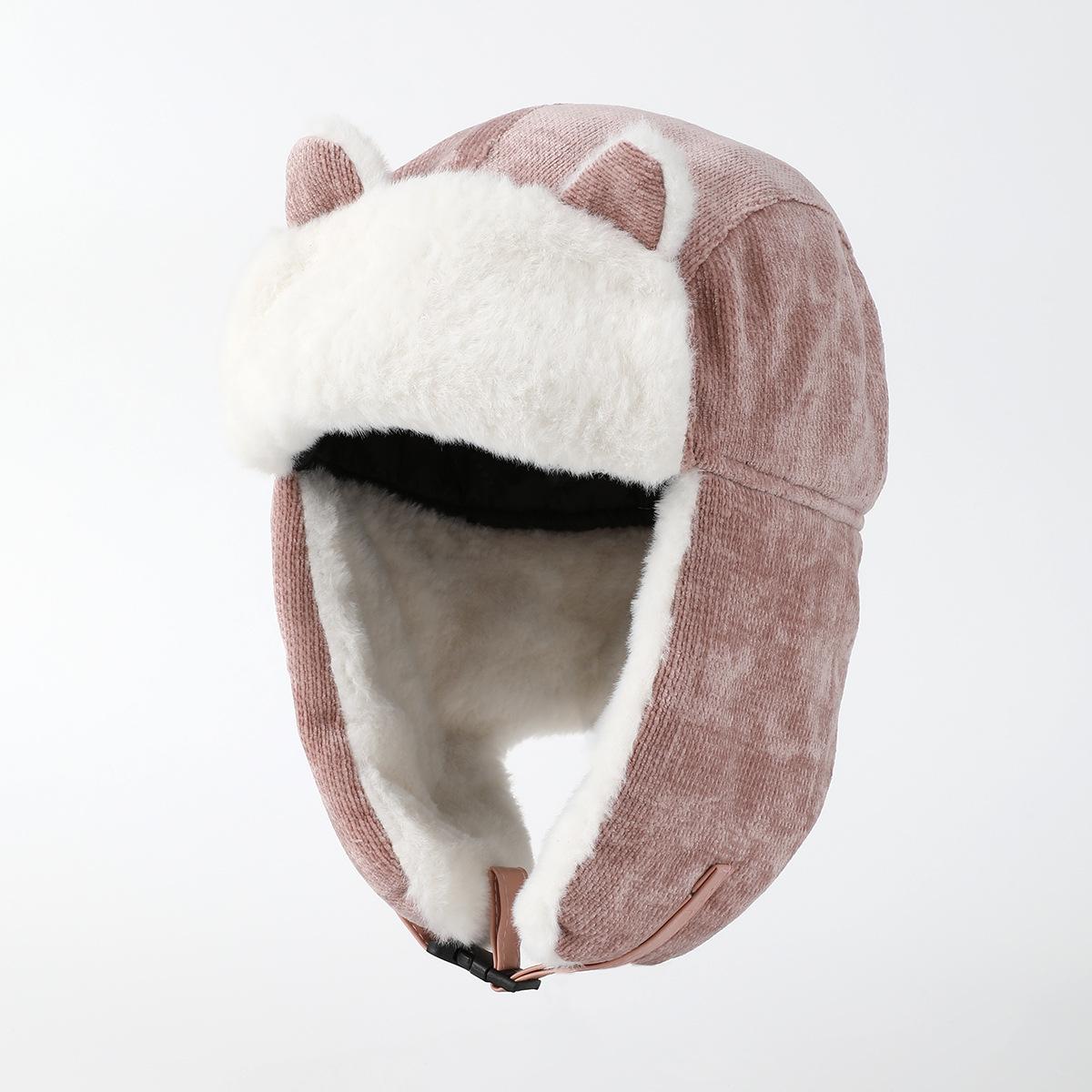 Foreign Trade Women's Winter Cat Ears Ushanka Fleece-lined Thickened Warm Hat Windproof Outdoor Riding Earmuffs Hat Generation Hair Application Scenario