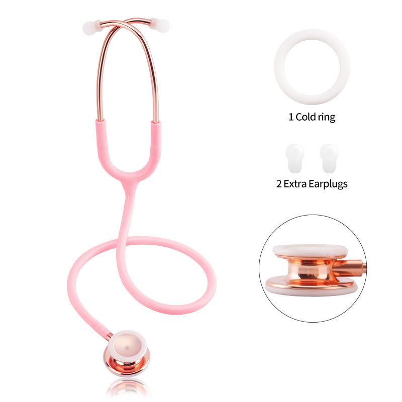 stethoscope dual-purpose double-headed double-sided stethoscope measuring blood pressure stethoscope with color box gold-plated stainless steel details Picture