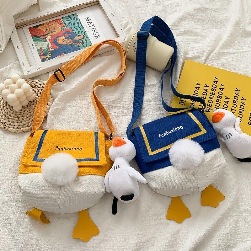 women's cross-body bag new cute cartoon duck ass shoulder bag individual canvas bag trendy mobile phone women's bag