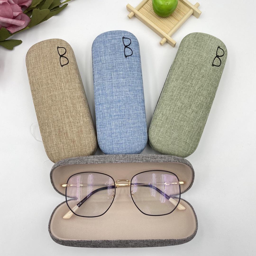 new fabric craft glasses case cotton and linen glasses case simple large frame men's and women's glasses cases made glasses case logo details Picture