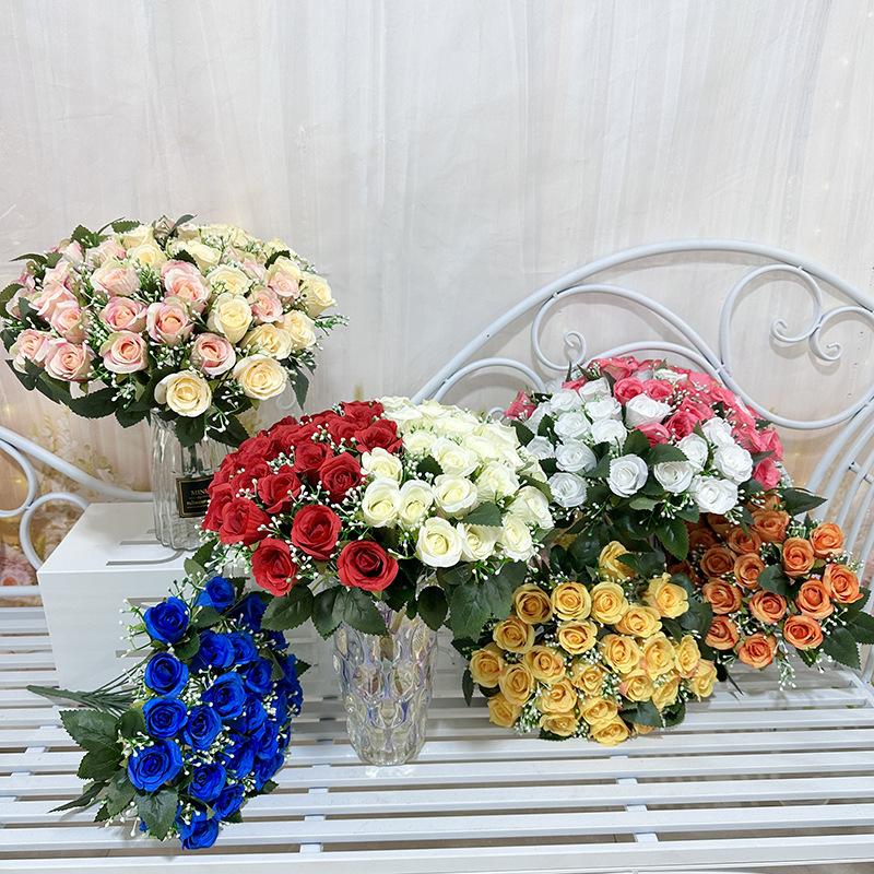 Wedding Series Artificial Flower 24 Ice Heart Small Rose Bridal Bouquet Wedding Celebration Flower Row Road Lead Decorative Fake Flower thumbnail