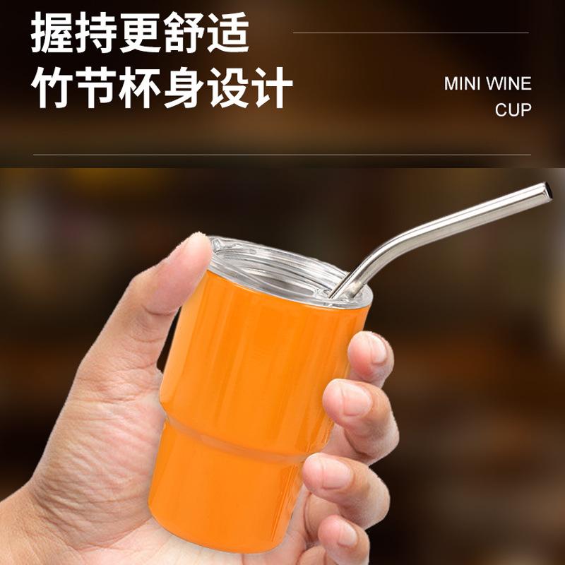 304不锈钢保温杯单双层跨境迷你冷变小酒杯3oz小容量杯子吸管杯细节图