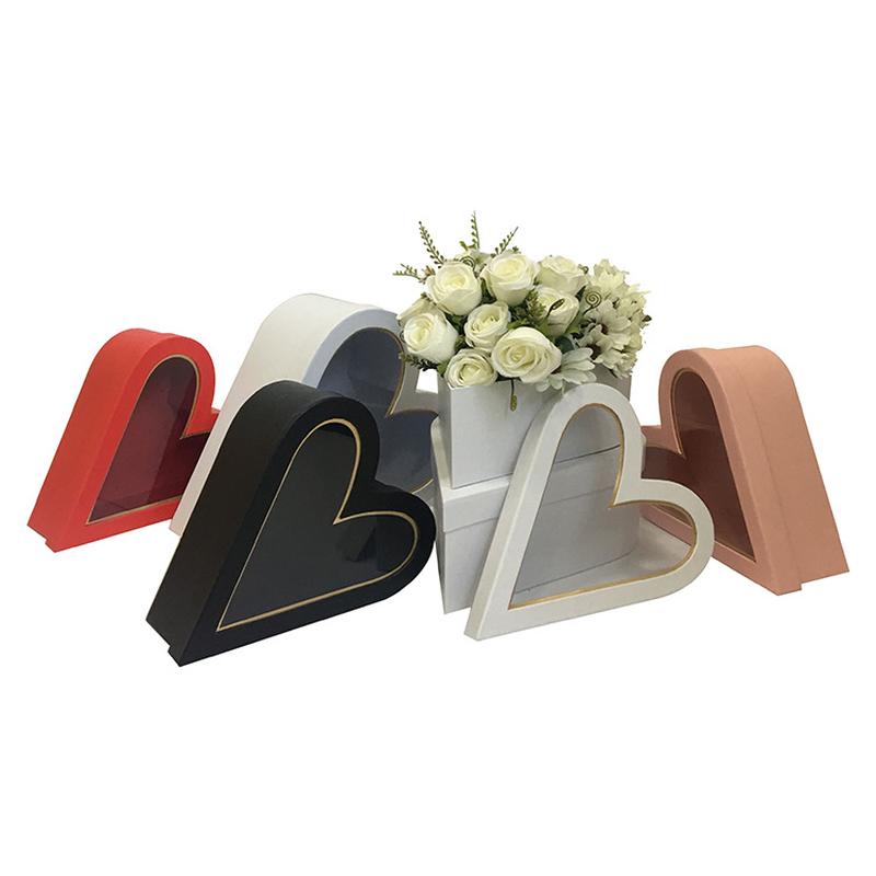 special-shaped heart-shaped three-flower gift box hand gift box flower box birthday gift box